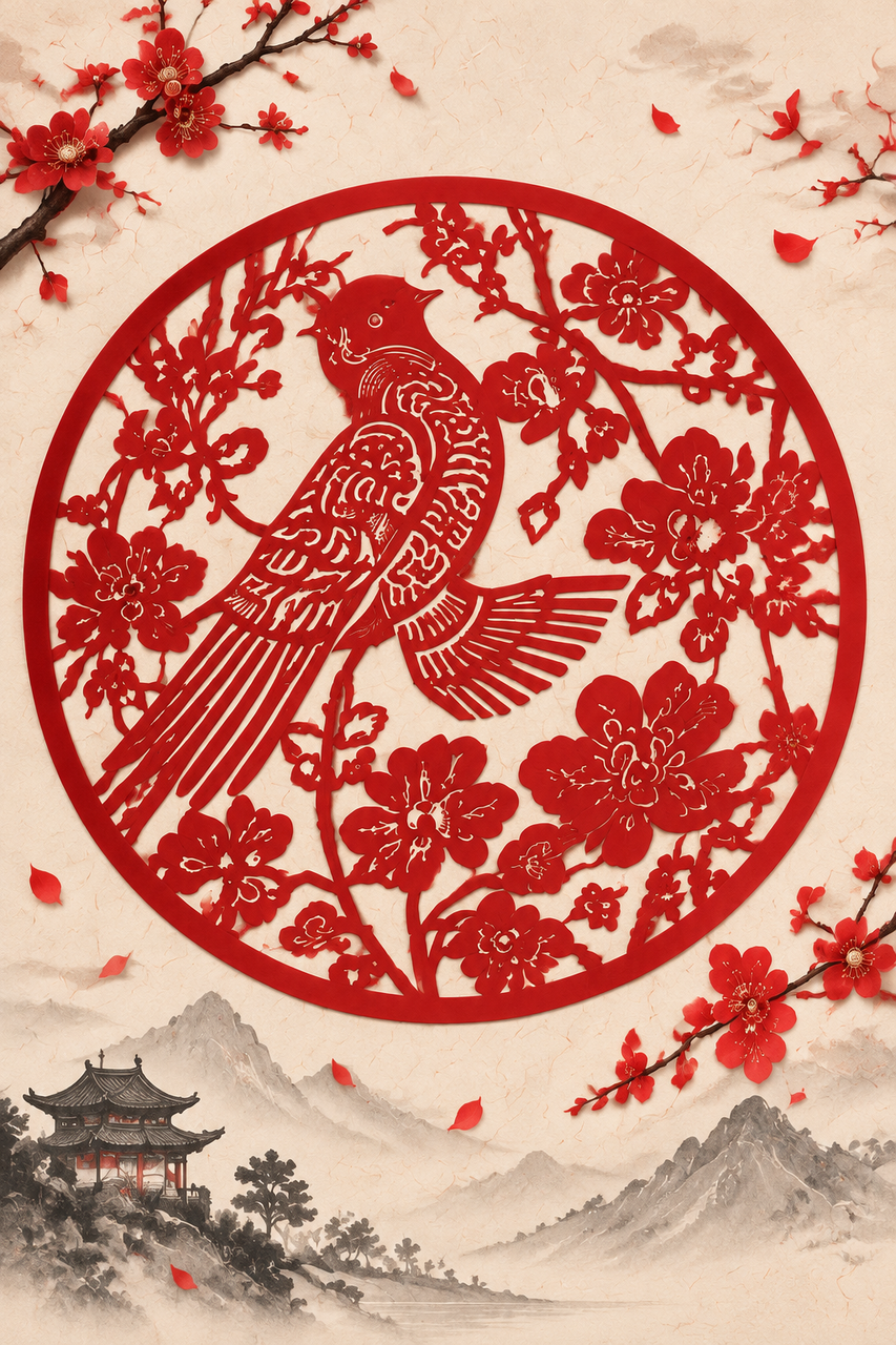 Heritage-themed visual featured in Zopia's campaign: paper cutting